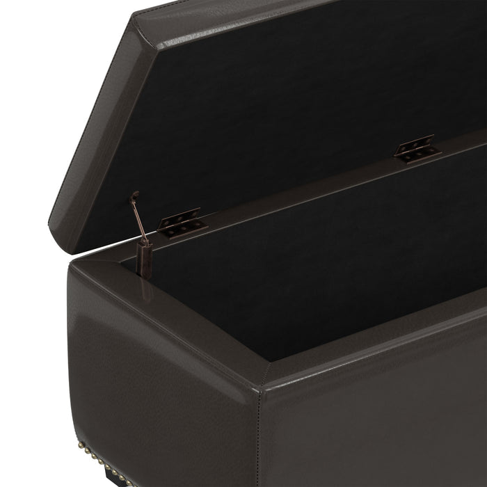 Tanners Brown Vegan Leather | Hamilton Storage Ottoman in Vegan Leather