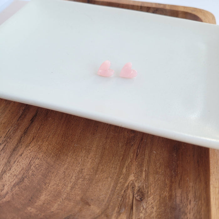 Hand Drawn Heart Studs - Pink