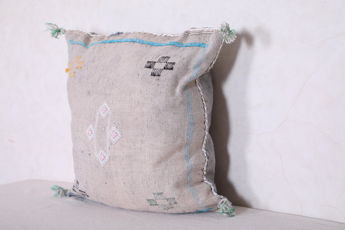 Handmade pillow gray 18.1 INCHES X 18.1 INCHES - kilim pillow