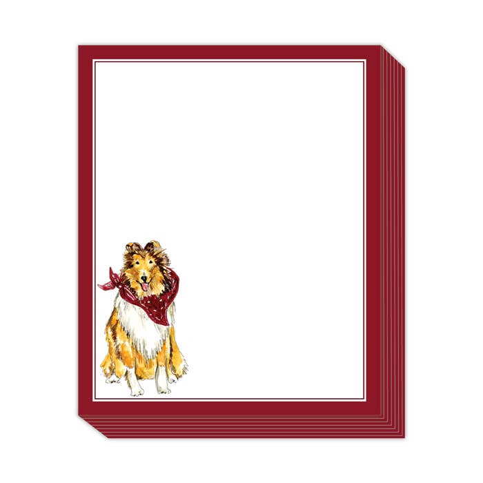 Handpainted Collie with Maroon Bandana Stack Pad
