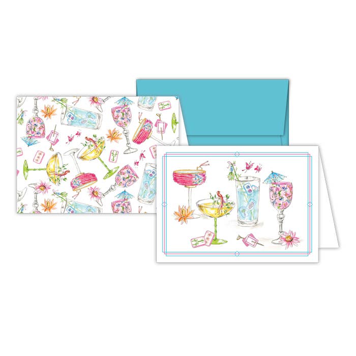 Handpainted Mahjong Cocktails Petite Note Combo by Rosanne Beck