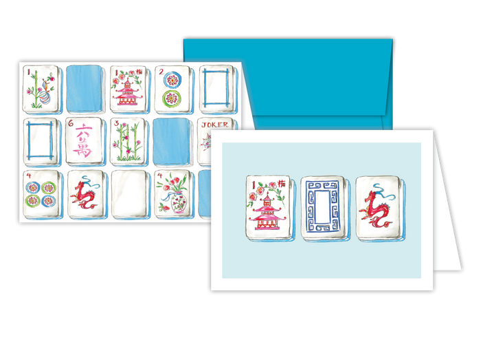 Handpainted Mahjong Tile Trio Stationery Notes