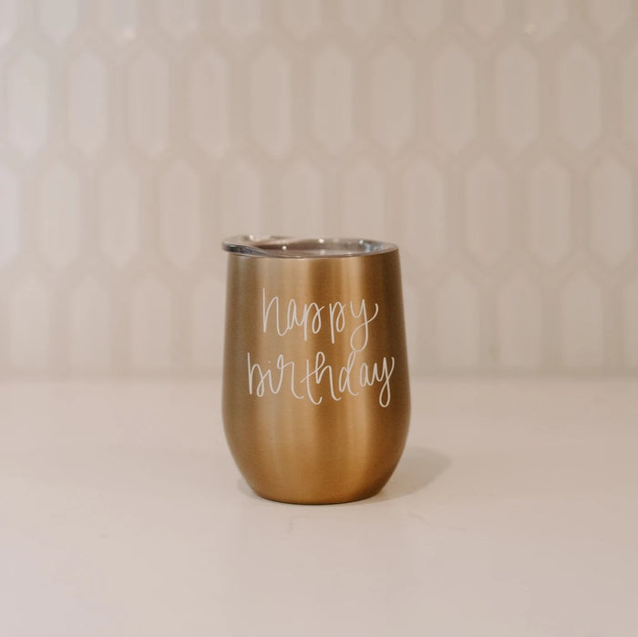 Happy Birthday Metal Wine Tumbler