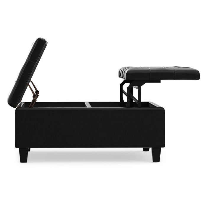 Midnight Black Vegan Leather | Harrison Coffee Table Storage Ottoman