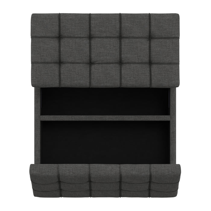 Slate Grey Linen Style Fabric | Harrison Small Square Coffee Table Storage Ottoman