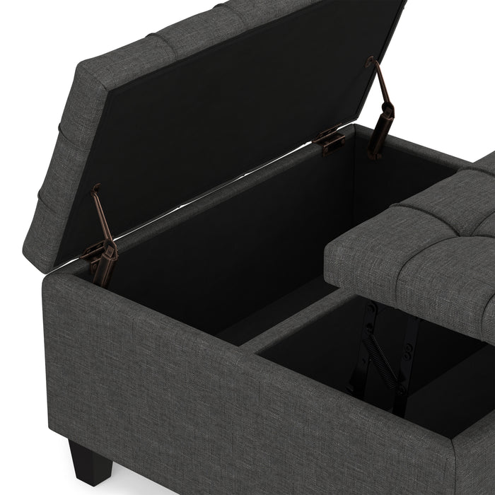 Slate Grey Linen Style Fabric | Harrison Small Square Coffee Table Storage Ottoman