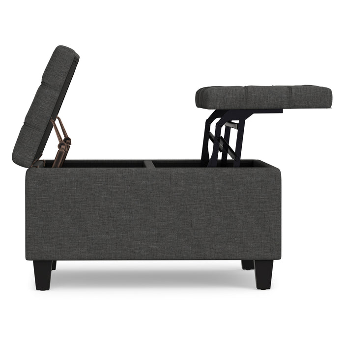 Slate Grey Linen Style Fabric | Harrison Small Square Coffee Table Storage Ottoman