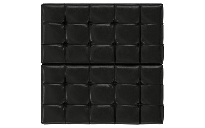 Midnight Black Vegan Leather | Harrison Small Square Coffee Table Storage Ottoman