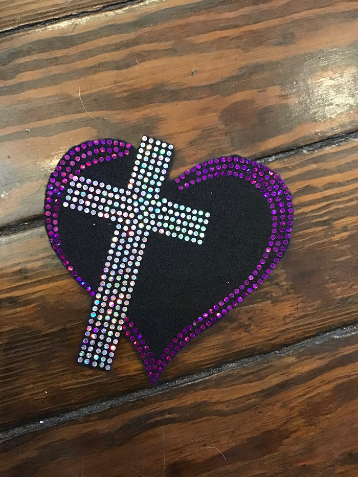 HEART CROSS  BLING PATCH