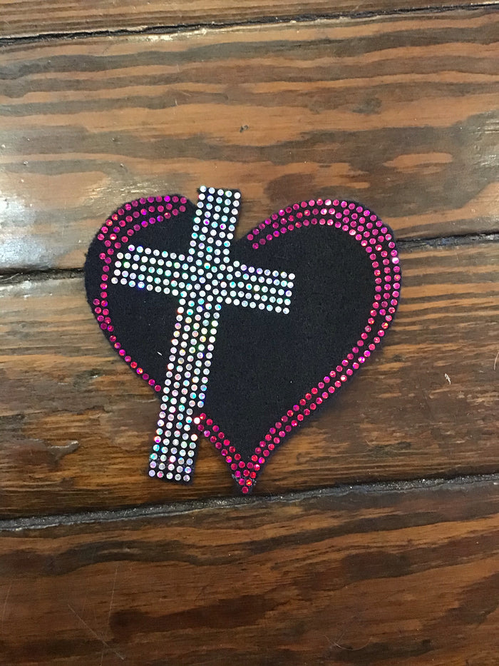 HEART CROSS  BLING PATCH