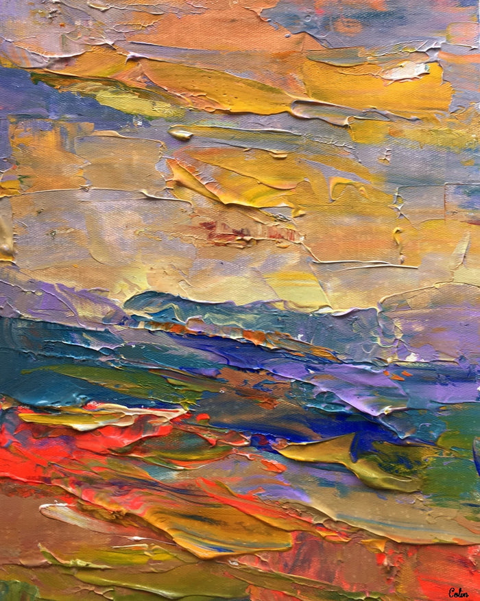 Heavy Texture Acrylic Painting, Hand Painted Small Painting, Abstract Landscape Art Painting-Paintingforhome