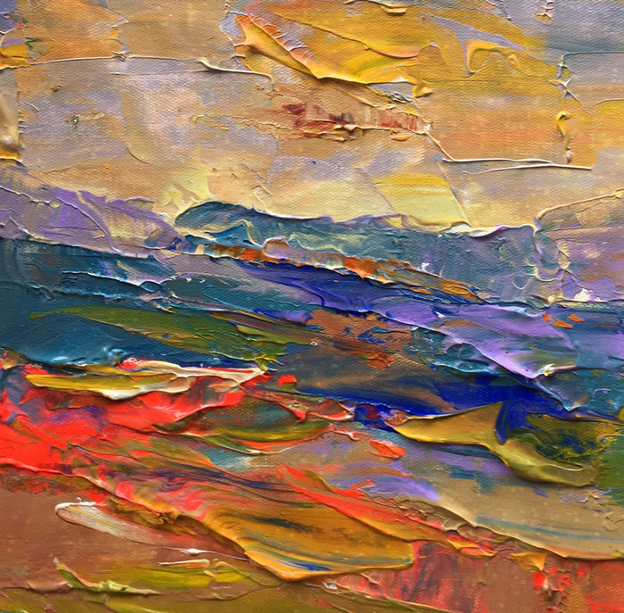 Heavy Texture Acrylic Painting, Hand Painted Small Painting, Abstract Landscape Art Painting-Paintingforhome