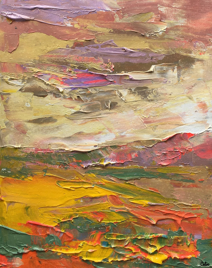 Heavy Texture Art Painting, Small Acrylic Painting, Abstract Landscape Art Painting, Original Artwork-Paintingforhome