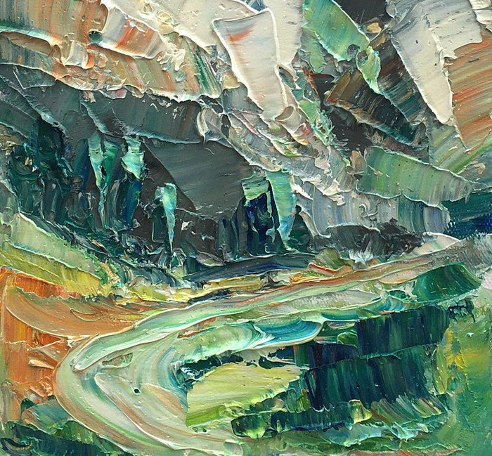 Heavy Texture Oil Painting, Canvas Painting, Small Oil Painting, Mountain Landscape Painting, 8X10 inch-Paintingforhome