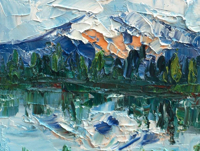 Heavy Texture Oil Painting, Mountain Lake Painting, Small Oil Painting, Abstract Painting,10X12 inch-Paintingforhome