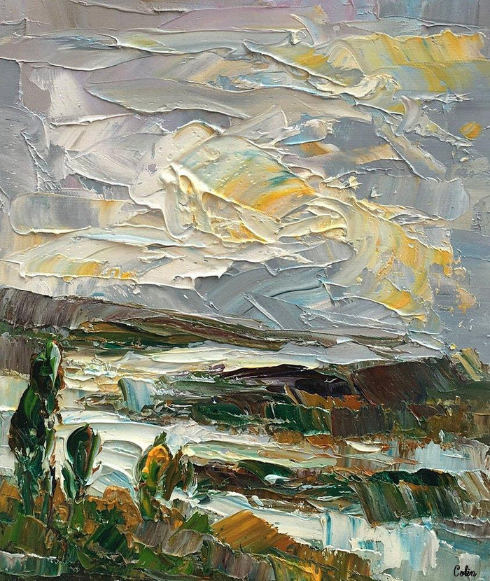 Heavy Texture Oil Painting, Mountain Landscape Painting, Small Oil Painting, Abstract Painting,10X12 inch-Paintingforhome