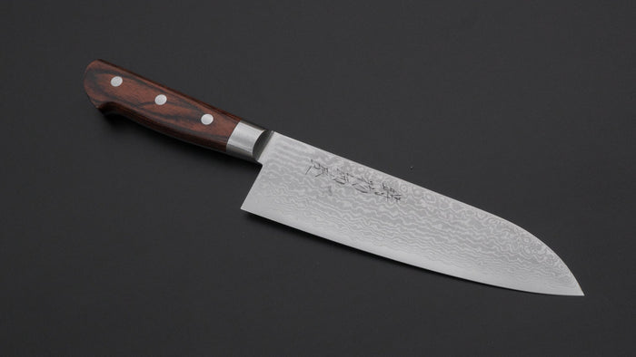 Hitohira Imojiya ST Damascus Santoku 180mm Imitation Mahogany Handle | HITOHIRA