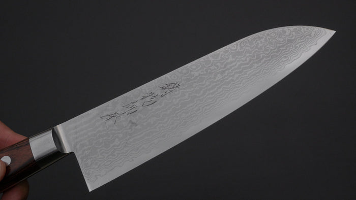 Hitohira Imojiya ST Damascus Santoku 180mm Imitation Mahogany Handle | HITOHIRA
