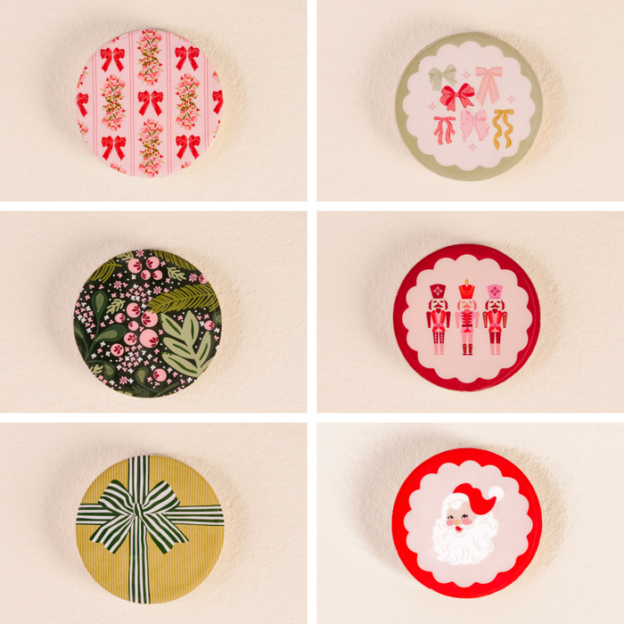 Holiday Wood Enamel Coasters (various designs)