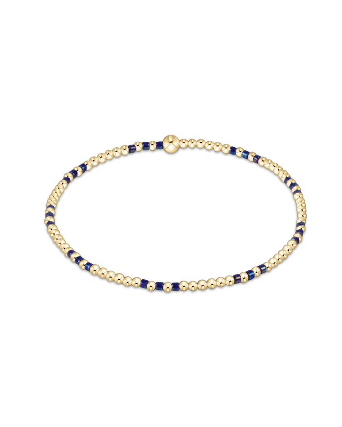 Hope Joy Pattern 2mm Bead Bracelet - Blue Metallic