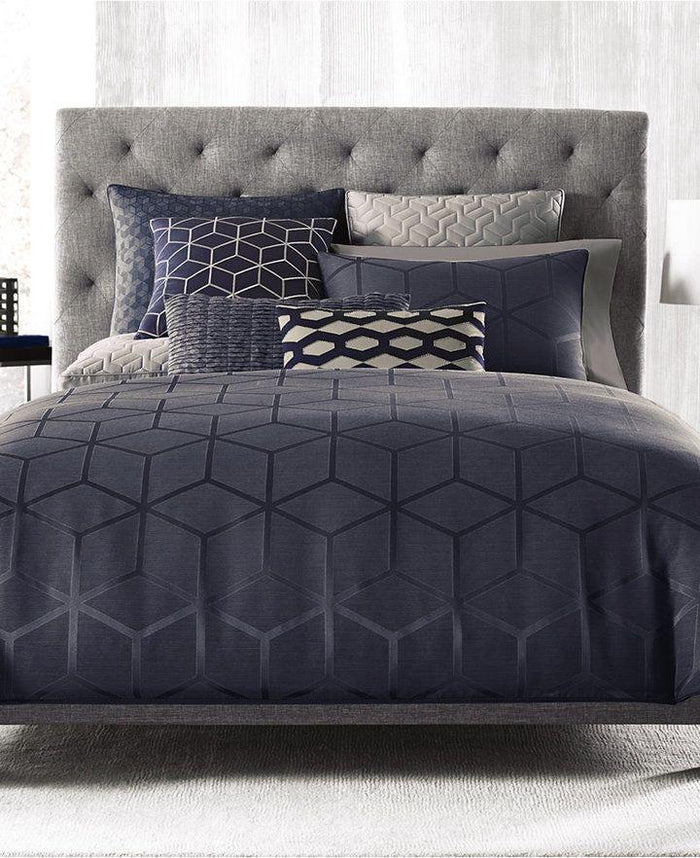 Hotel Collection Cubist Bedskirt, Indigo. - Machann.com