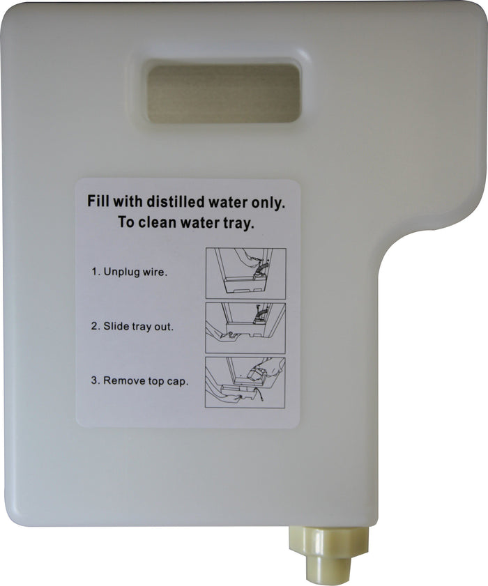 Humidifier water bottle with cap A5037/RP in white with instructions label and handle for water tray cleaning