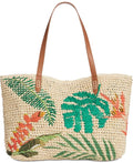 INC Tropical Straw Tote, Natural/Multi - Machann.com