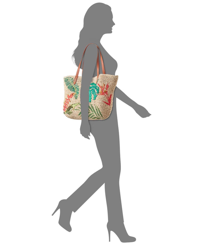 INC Tropical Straw Tote, Natural/Multi - Machann.com