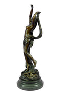Jean Louis Gregoire Nude Female Bronze Sculpture Marble Base Figurine Hot Cast
