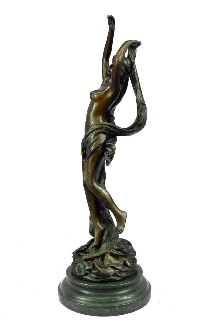 Jean Louis Gregoire Nude Female Bronze Sculpture Marble Base Figurine Hot Cast
