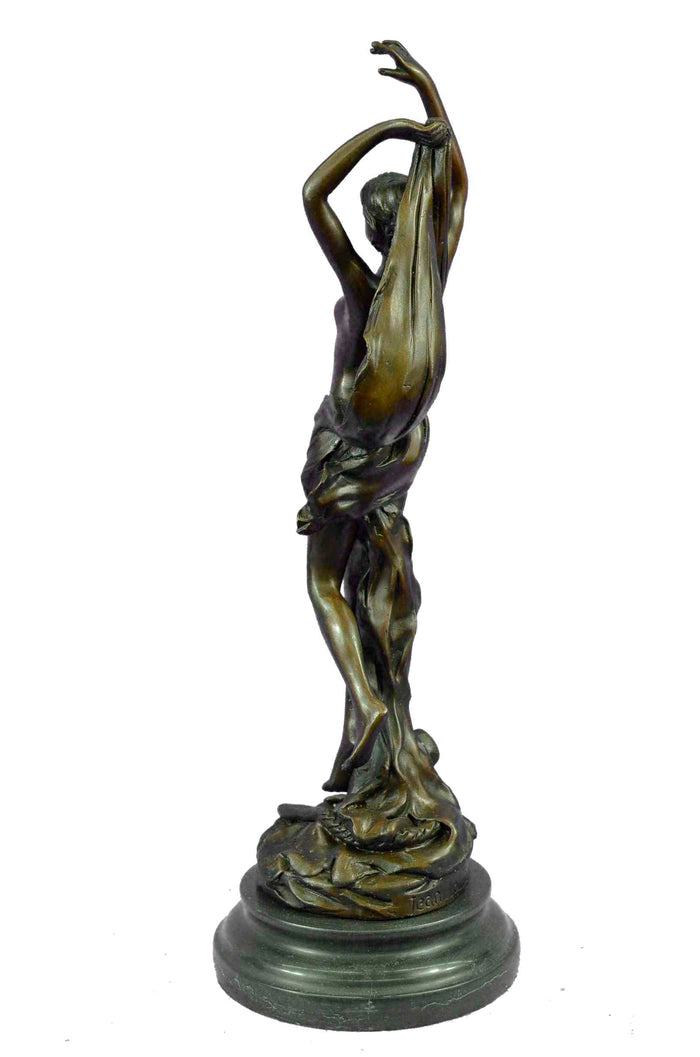 Jean Louis Gregoire Nude Female Bronze Sculpture Marble Base Figurine Hot Cast