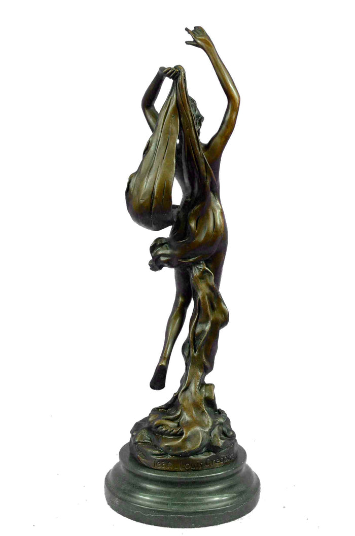 Jean Louis Gregoire Nude Female Bronze Sculpture Marble Base Figurine Hot Cast
