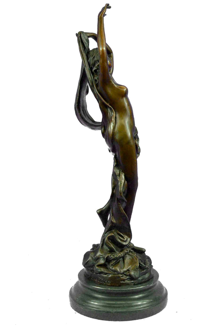 Jean Louis Gregoire Nude Female Bronze Sculpture Marble Base Figurine Hot Cast