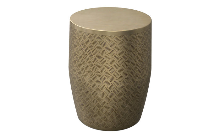 Antique Gold Cross Hatch | Johnsen 18 inch Cross Hatch Pattern Accent Table