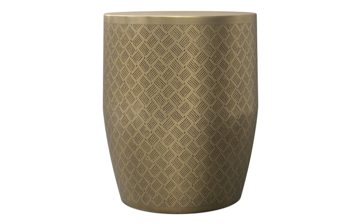 Antique Gold Cross Hatch | Johnsen 18 inch Cross Hatch Pattern Accent Table