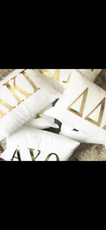 Kappa Kappa Gamma White Cosmetic Bag With Gold Foil Greek Letters