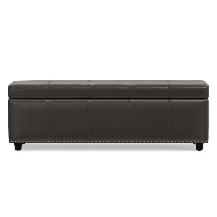 Tanner Brown Vegan Leather | Kingsley Large Storage Ottoman in Vegan Leather