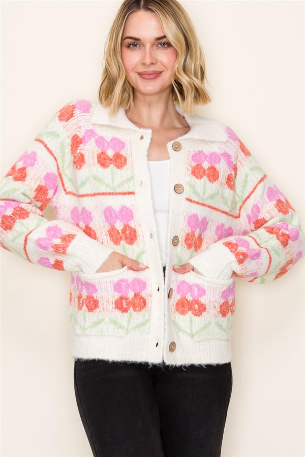 Kinsley Flower Jacquard Cardigan