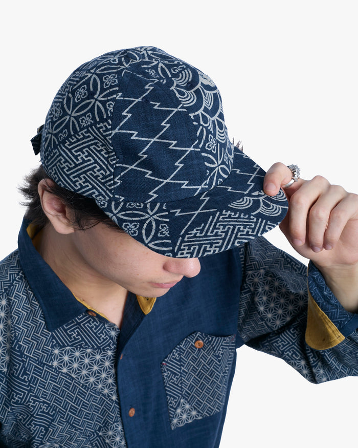 Kiriko Original Cap, 6-Panel Indigo Large Multi with Solid Indigo Underbill