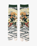 Kurochiku, Tabi Socks, Crew, Dark Green, Red and White Fujin M/L