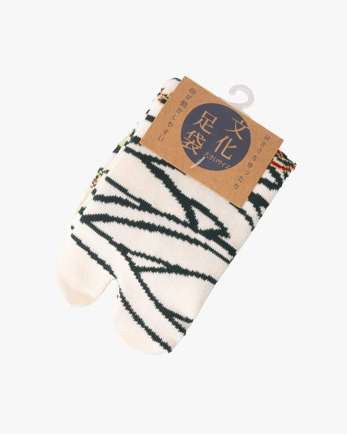 Kurochiku, Tabi Socks, Crew, Dark Green, Red and White Fujin M/L