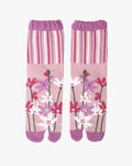 Kurochiku, Tabi Socks, Crew, Pink and Fuchsia, Stripes and Florals- S/M