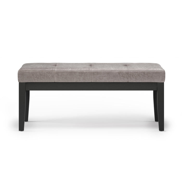 Distressed Grey Taupe Distressed Vegan Leather | Lacey Tufted Ottoman Bench