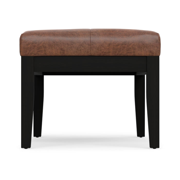 Distressed Saddle Brown Distressed Vegan Leather | Lacey Tufted Ottoman Bench