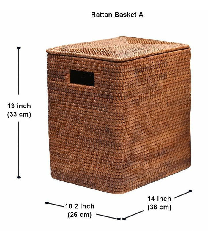 Large Storage Baskets for Bathroom, Rectangular Storage Baskets, Rattan Storage Baskets, Laundry Storage Baskets, Storage Baskets for Clothes-Paintingforhome