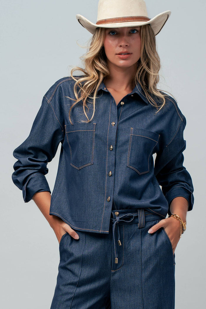 Leighton Denim Button Down Utility Shirt