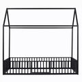 Bellemave Twin Floor Bed with Door and Fence, Bed Twin Size with Roof/House Floor Bed for Kids, Girls, Boys, Black