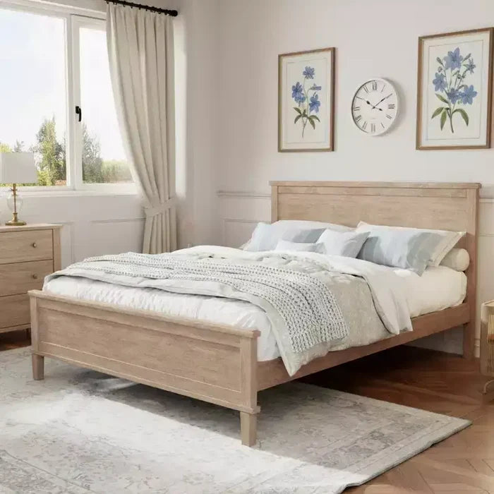 Polibi Mid-Century Modern Solid Wood Platform Bed