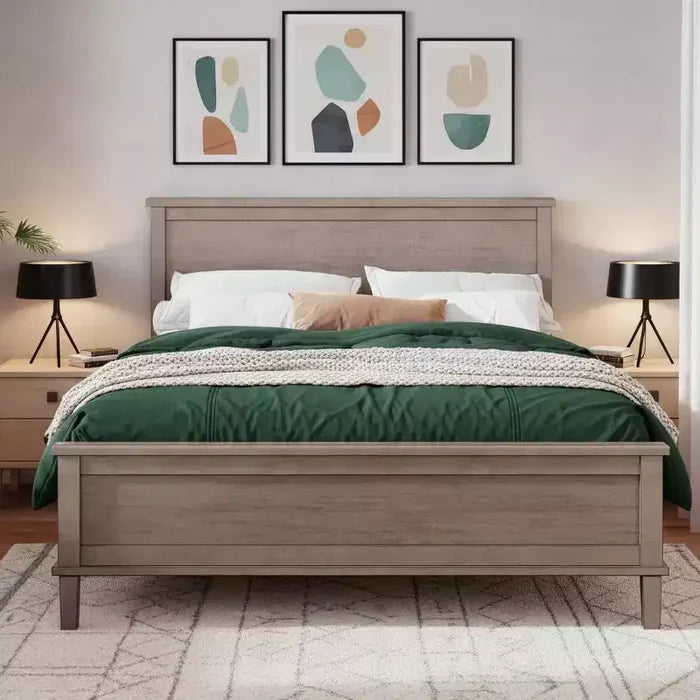 Polibi Mid-Century Modern Solid Wood Platform Bed