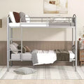Bellemave Twin Over Twin Metal Bunk Bed with Ladder & Guardrail, Convertible to 2 Beds, Heavy Duty, Space-Saving Bed for Kids Teens, Silver